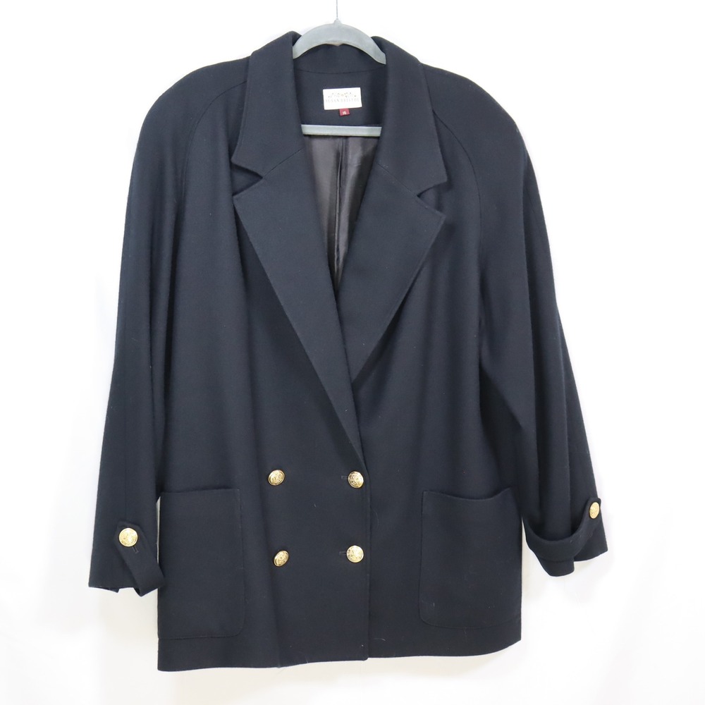 Susan Bristol Double Breasted Blazer 16 Navy Women Dark Academia Career